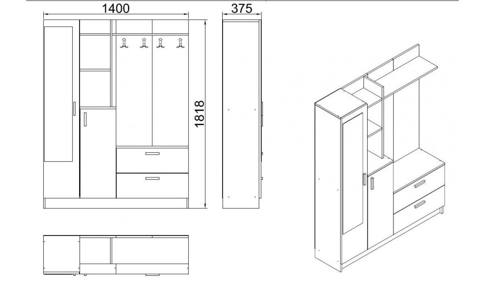 Sala Stand DD5-W 140 x 181 x 36 cm