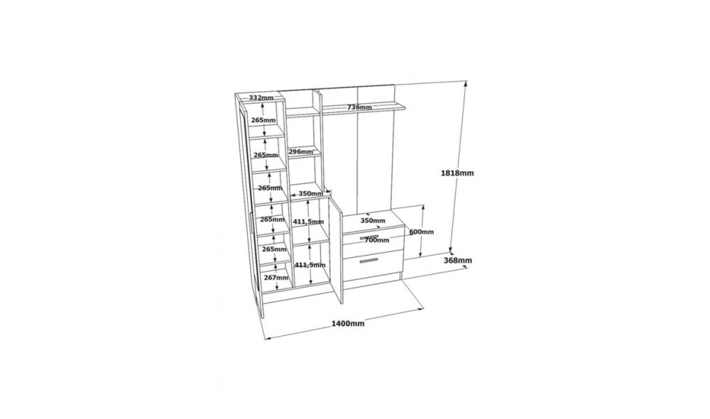 Sala Stand DD5-W 140 x 181 x 36 cm