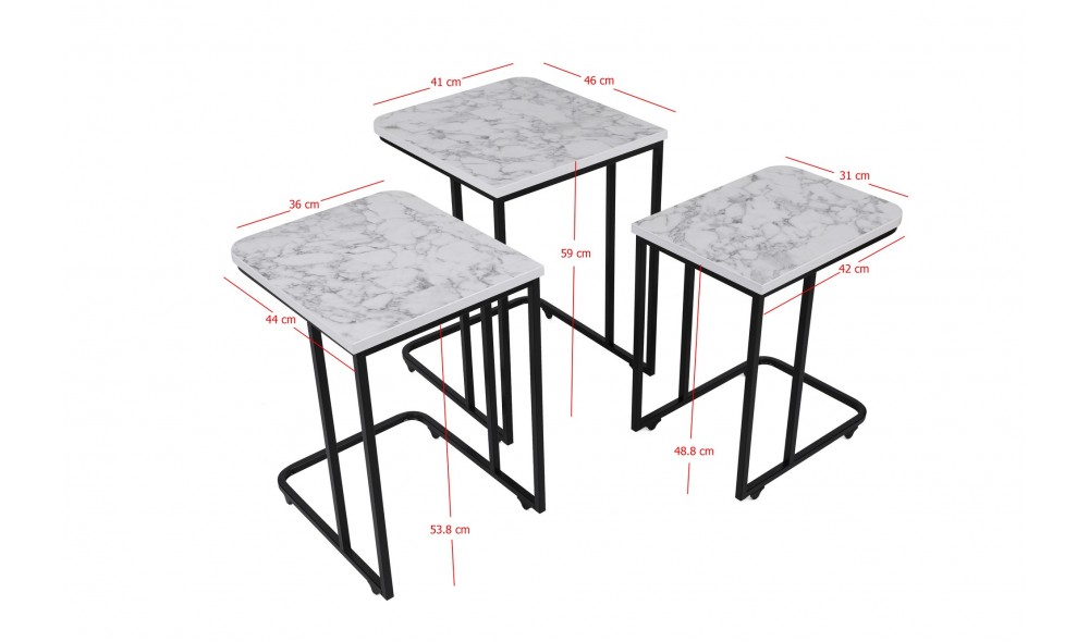 Masa de cuibarit (3 bucati) Ce Metal Zigon - 9404