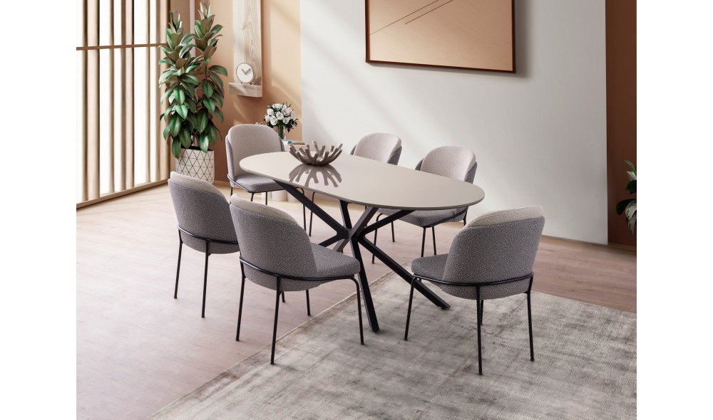 Masa de sufragerie, Aura - 3011, Mocha usoara, 180 x 79 x 90 cm