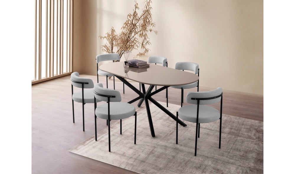 Masa de sufragerie, Aura - 3011, Mocha usoara, 180 x 79 x 90 cm