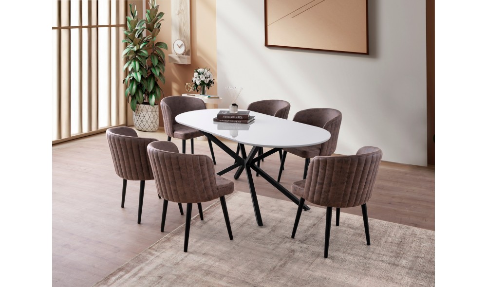 Masa de sufragerie, Aura - 3011, Mocha usoara, 180 x 79 x 90 cm