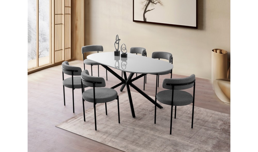 Masa de sufragerie, Aura - 3013, Gri deschis, 180 x 79 x 90 cm