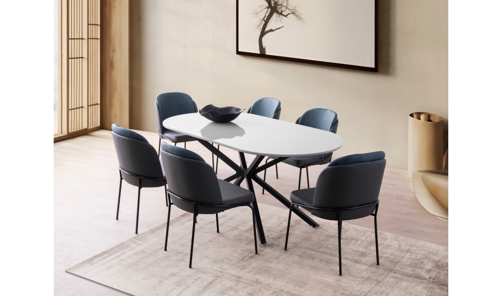 Masa de sufragerie, Aura - 3013, Gri deschis, 180 x 79 x 90 cm