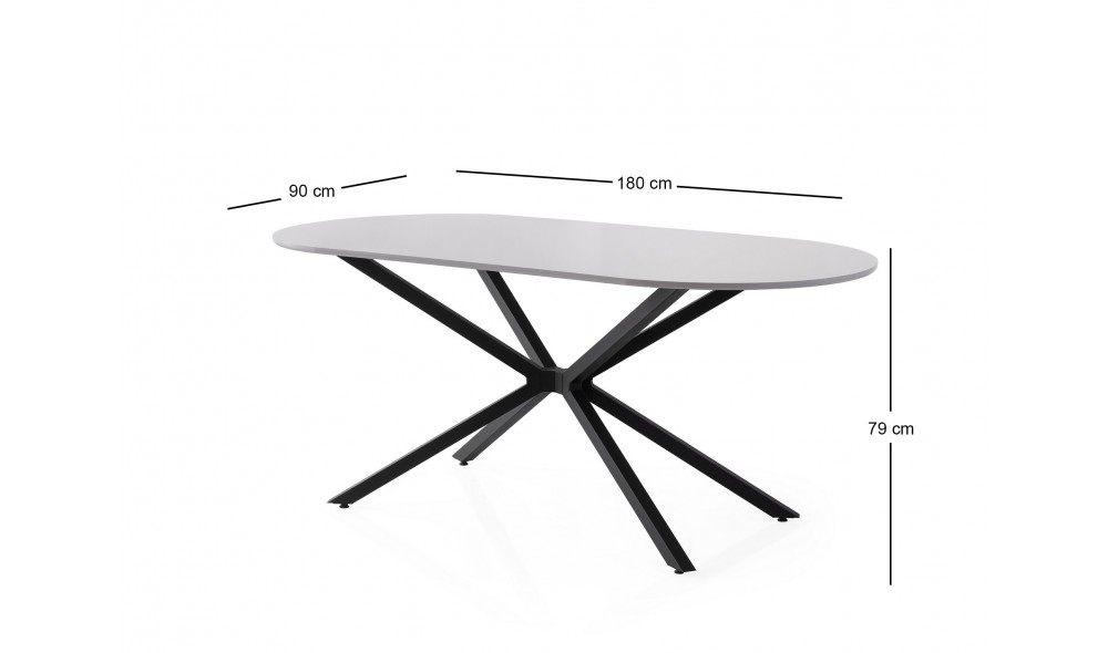 Masa de sufragerie, Aura - 3013, Gri deschis, 180 x 79 x 90 cm