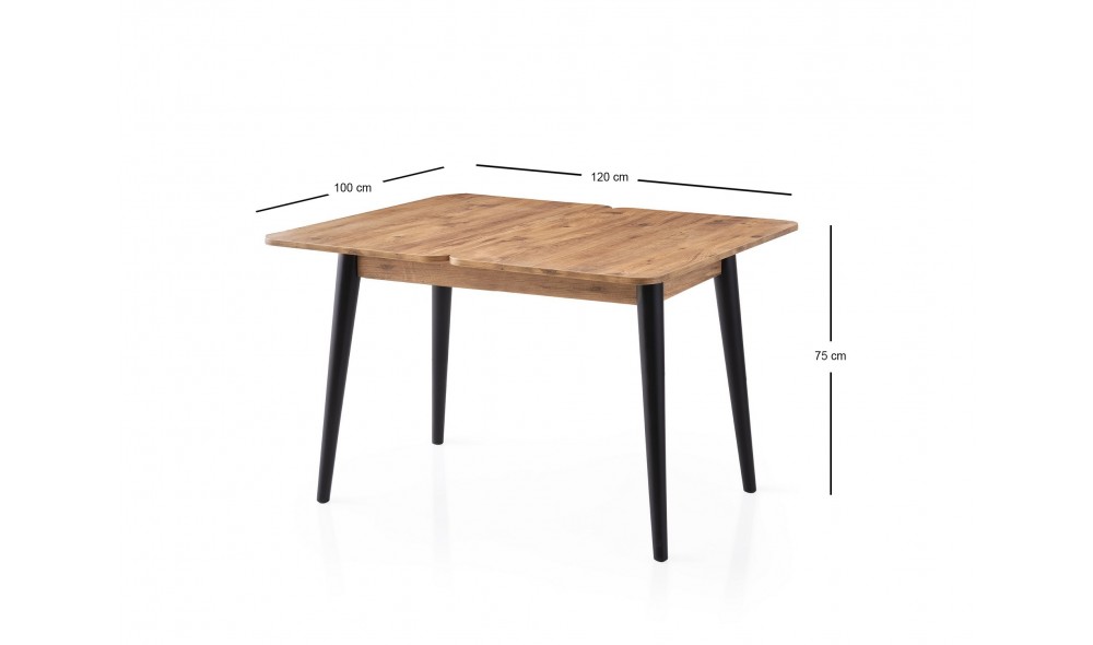 Masa de sufragerie extensibila, Dolunay - 1284, Pinul Atlantic, 100 x 75 x 60 cm