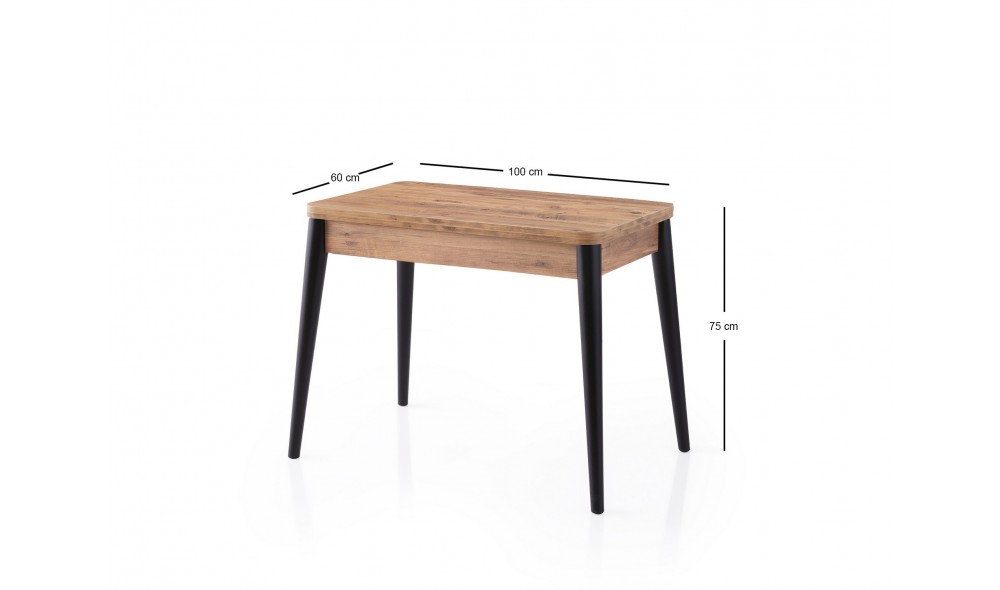 Masa de sufragerie extensibila, Dolunay - 1284, Pinul Atlantic, 100 x 75 x 60 cm