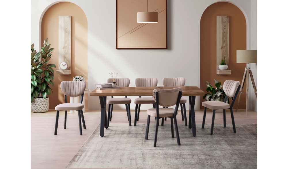 Masa de sufragerie, Gala - 3022, Nuc, 180 x 79 x 80 cm