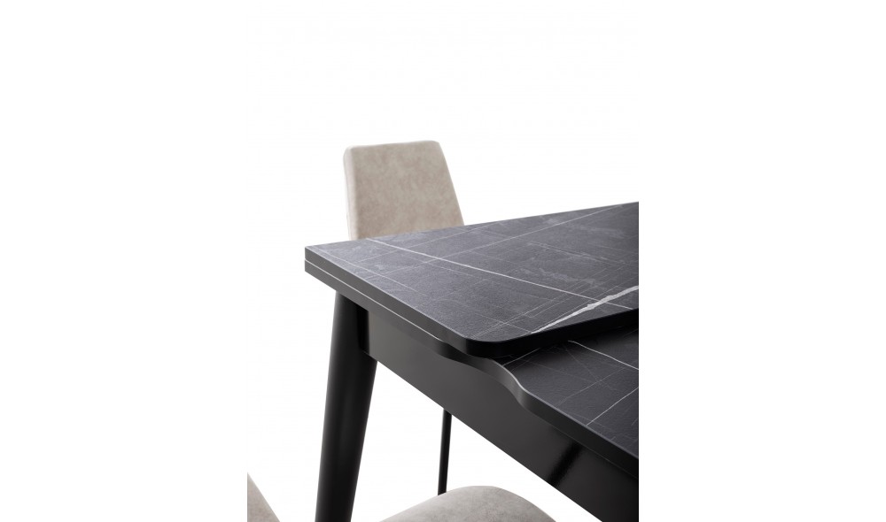 Masa de sufragerie extensibila, Totem - 3041, Marmura neagra, 80 x 75 x 80 cm