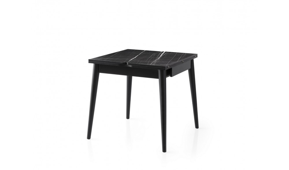 Masa de sufragerie extensibila, Totem - 3041, Marmura neagra, 80 x 75 x 80 cm