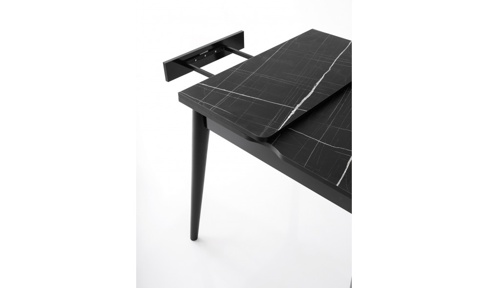 Masa de sufragerie extensibila, Totem - 3041, Marmura neagra, 80 x 75 x 80 cm