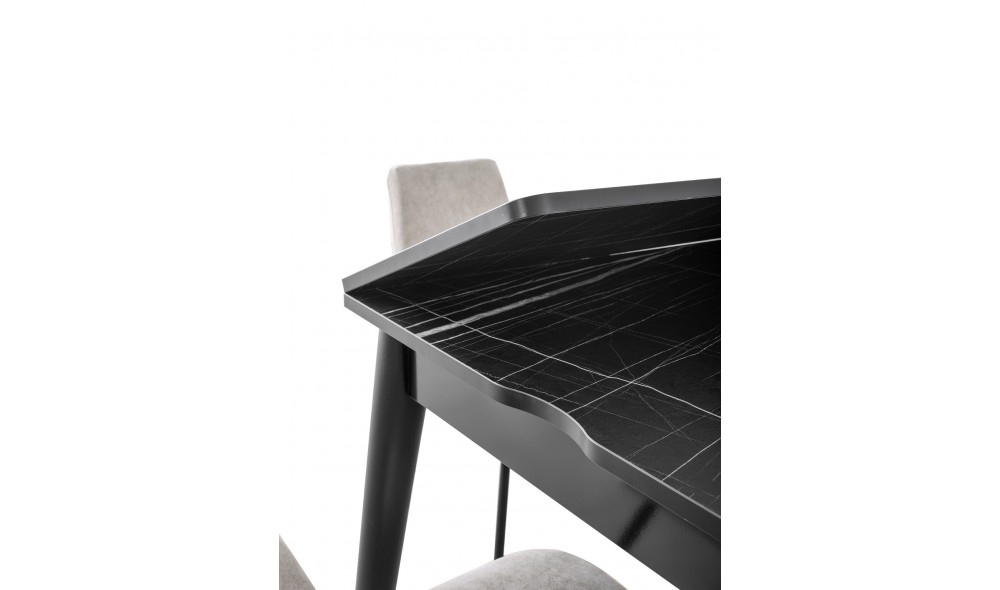 Masa de sufragerie extensibila, Totem - 3041, Marmura neagra, 80 x 75 x 80 cm