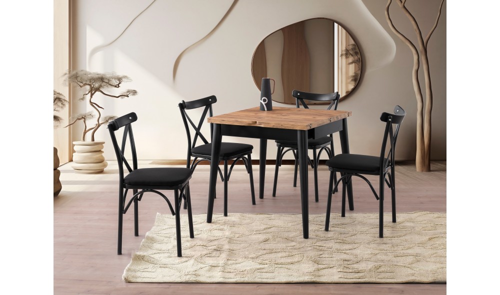 Masa de sufragerie extensibila, Totem - 3043, Pinul Atlantic, 80 x 75 x 80 cm