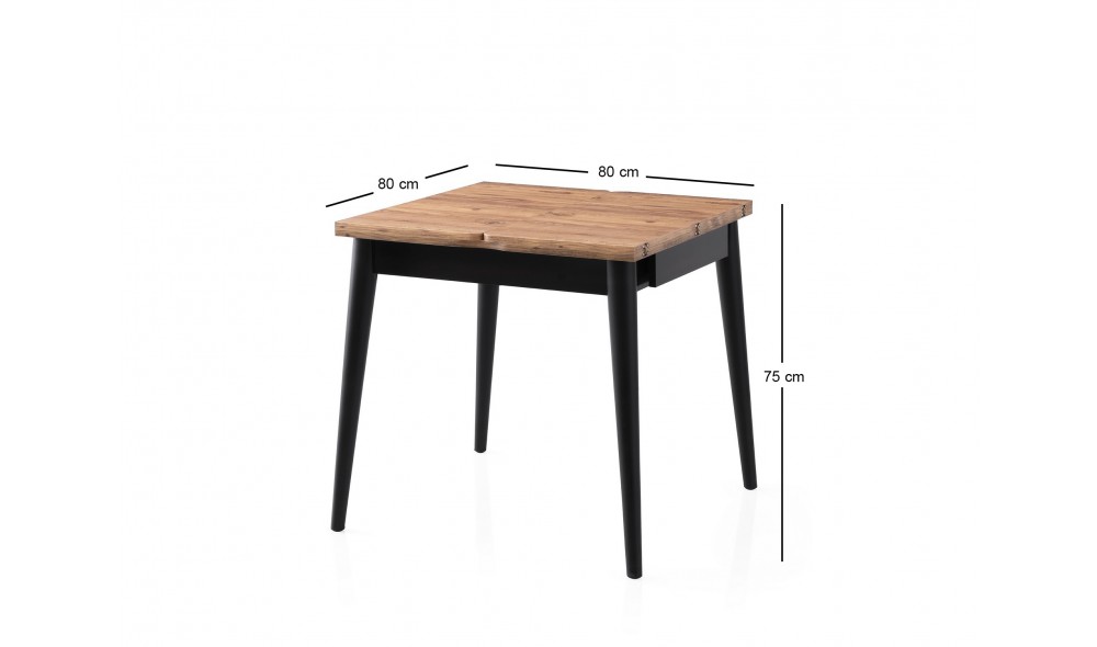 Masa de sufragerie extensibila, Totem - 3043, Pinul Atlantic, 80 x 75 x 80 cm