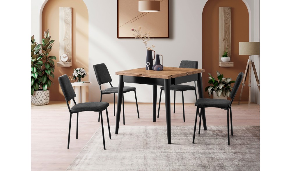 Masa de sufragerie extensibila, Totem - 3043, Pinul Atlantic, 80 x 75 x 80 cm