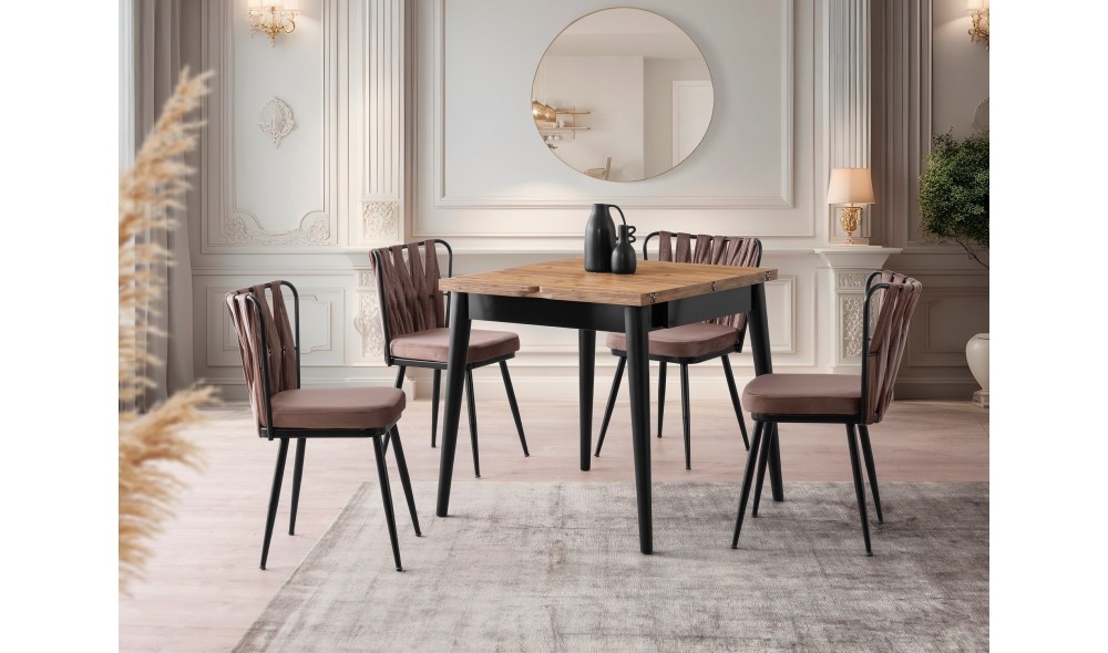 Masa de sufragerie extensibila, Totem - 3043, Pinul Atlantic, 80 x 75 x 80 cm