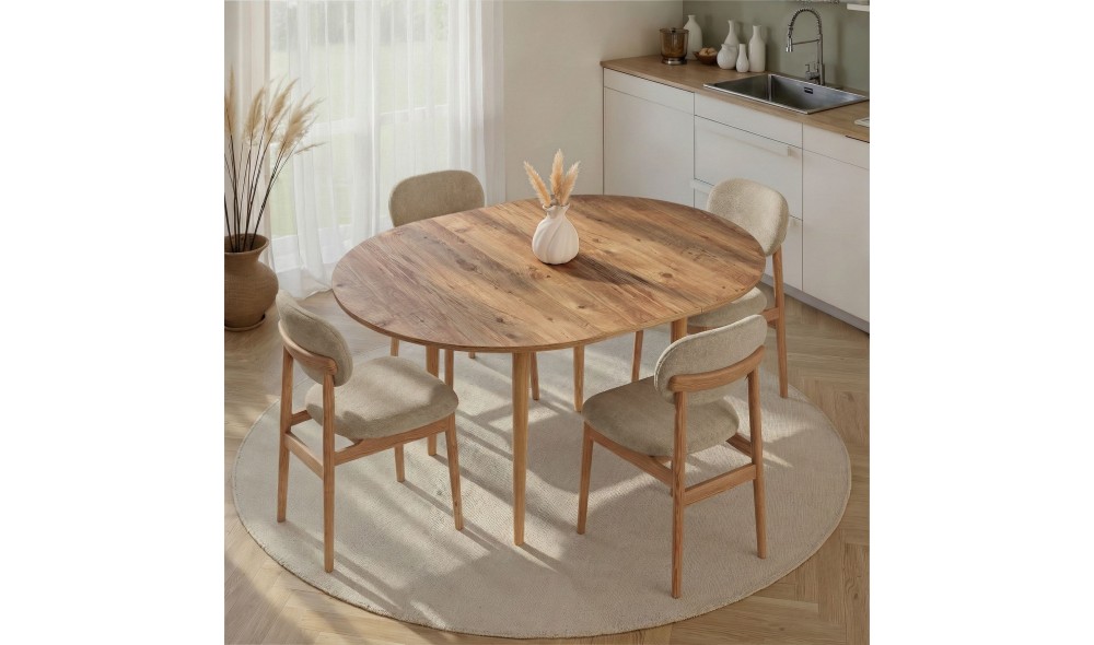 Masa de sufragerie extensibila, Viona - Atlantic Pine, 100 x 75 x 100 cm