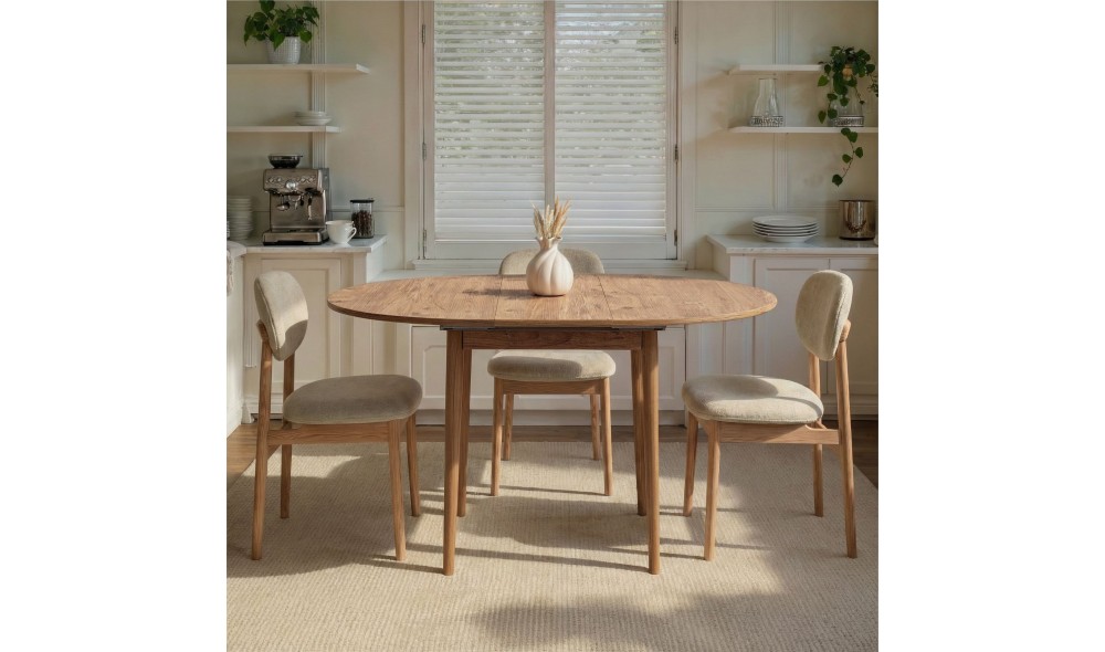 Masa de sufragerie extensibila, Viona - Atlantic Pine, 100 x 75 x 100 cm