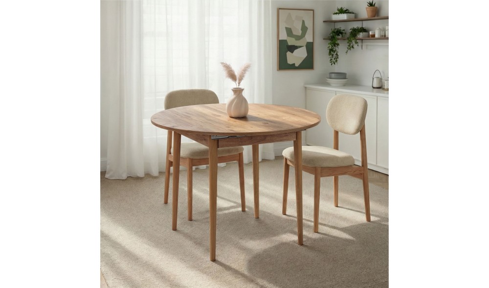 Masa de sufragerie extensibila, Viona - Atlantic Pine, 100 x 75 x 100 cm