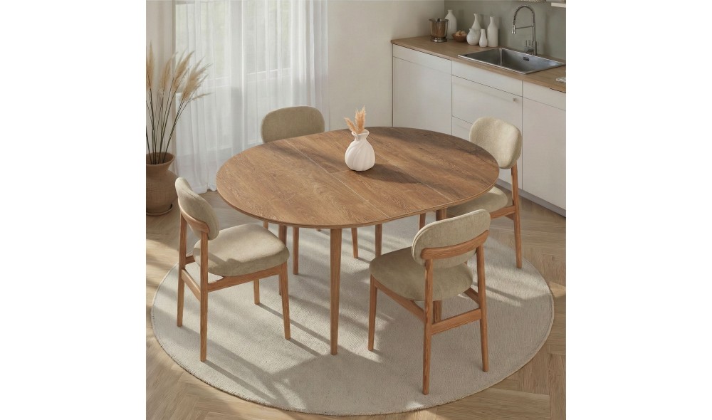 Masa de sufragerie extensibila, Viona - Kafkas Oak, 100 x 75 x 100 cm