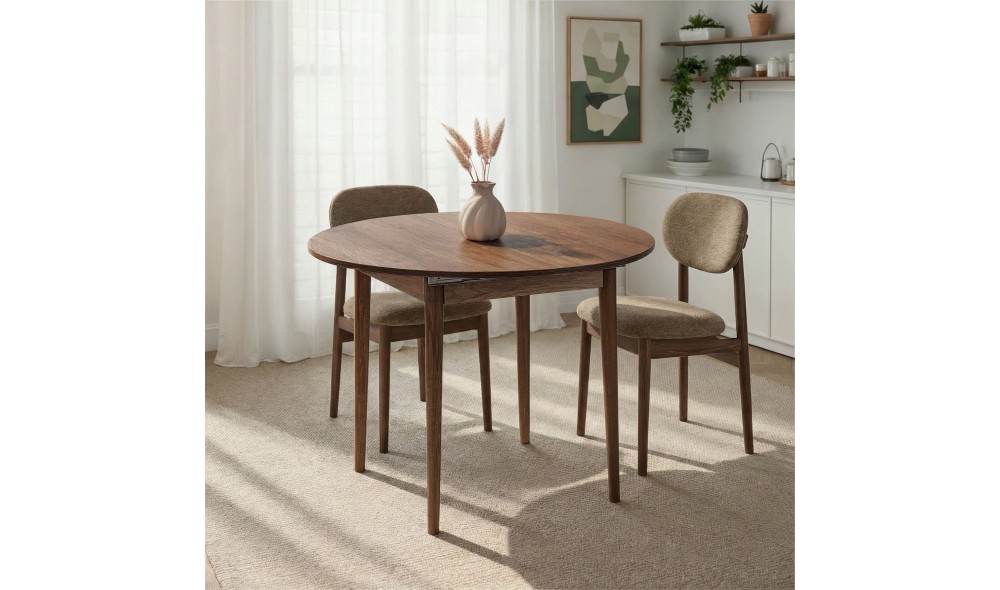 Masa de sufragerie extensibila, Viona - Barok Walnut, 100 x 75 x 100 cm