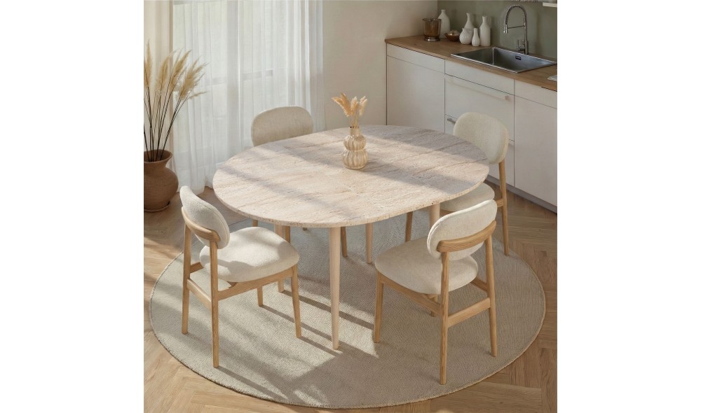 Masa de sufragerie extensibila, Viona - Travertine, Oak, 100 x 75 x 100 cm