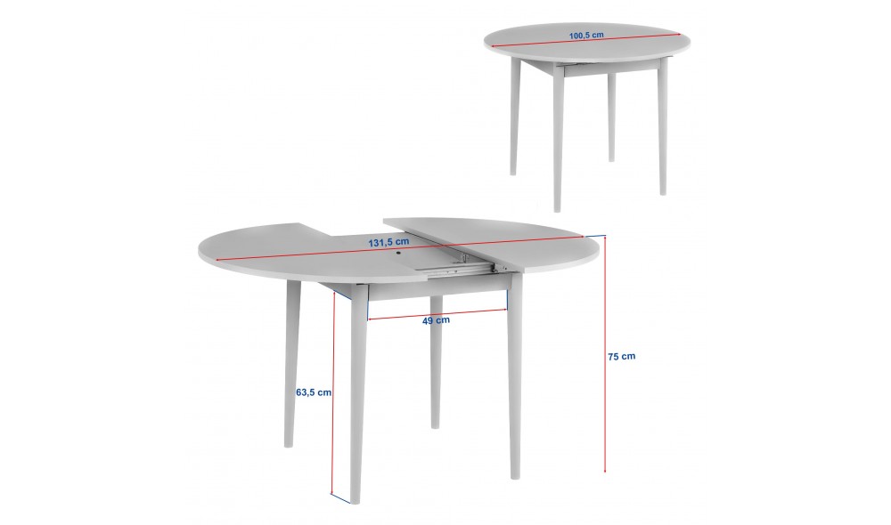 Masa de sufragerie extensibila, Viona - Travertine, Oak, 100 x 75 x 100 cm