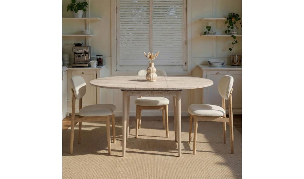 Masa de sufragerie extensibila, Viona - Travertine, Oak, 100 x 75 x 100 cm