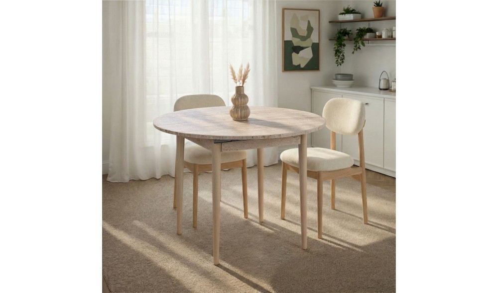 Masa de sufragerie extensibila, Viona - Travertine, Oak, 100 x 75 x 100 cm