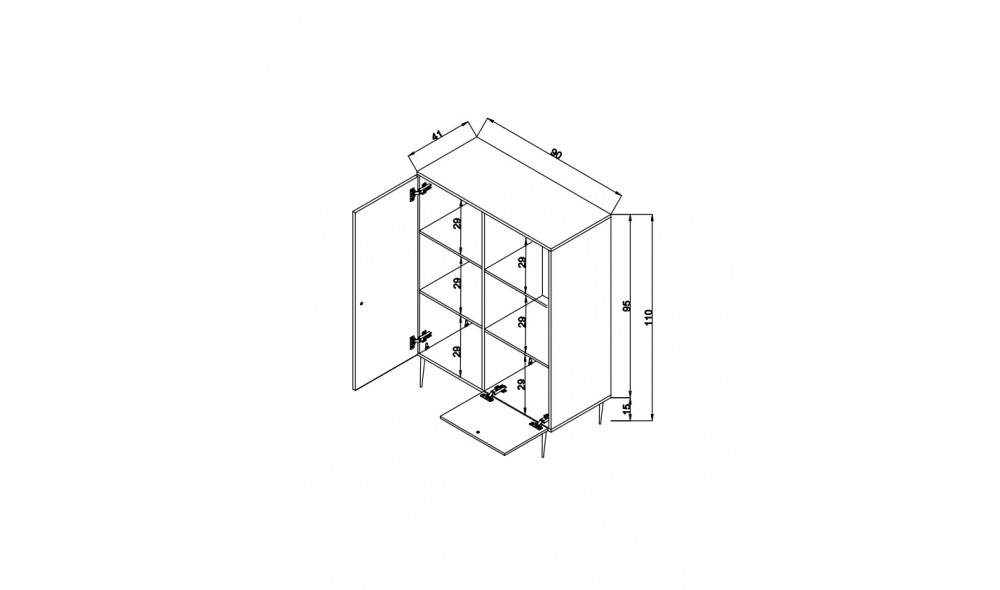 Dulap multifunctional, Hazeran Multi, Stejar, 90 x 110 x 40 cm