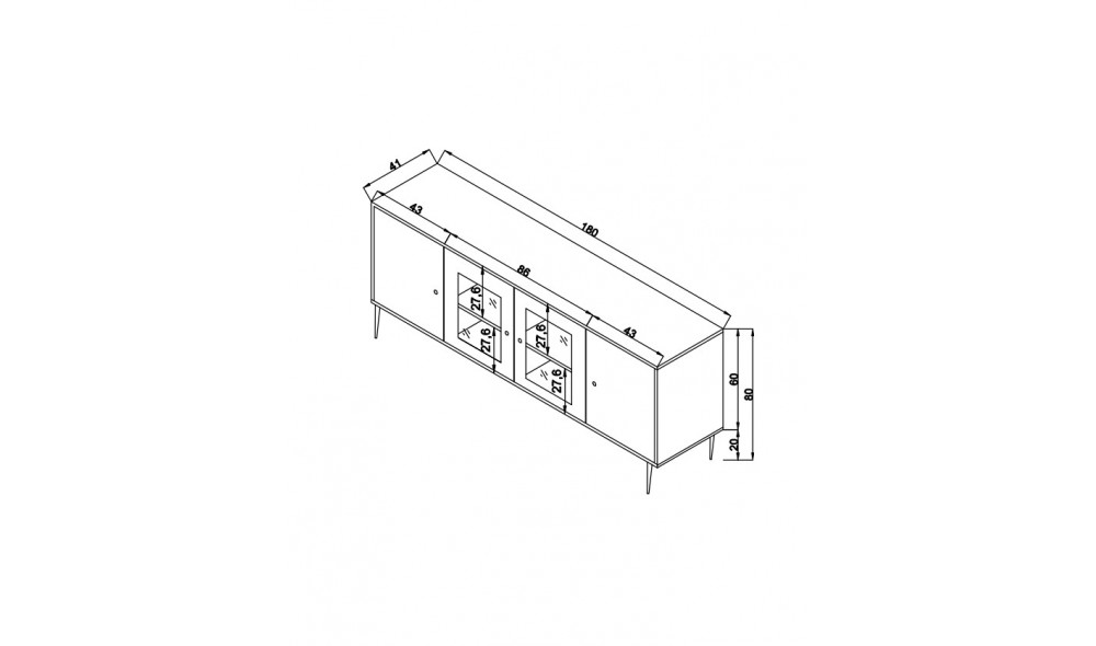 Consola, Jut, Stejar, 180 x 20 x 41 cm