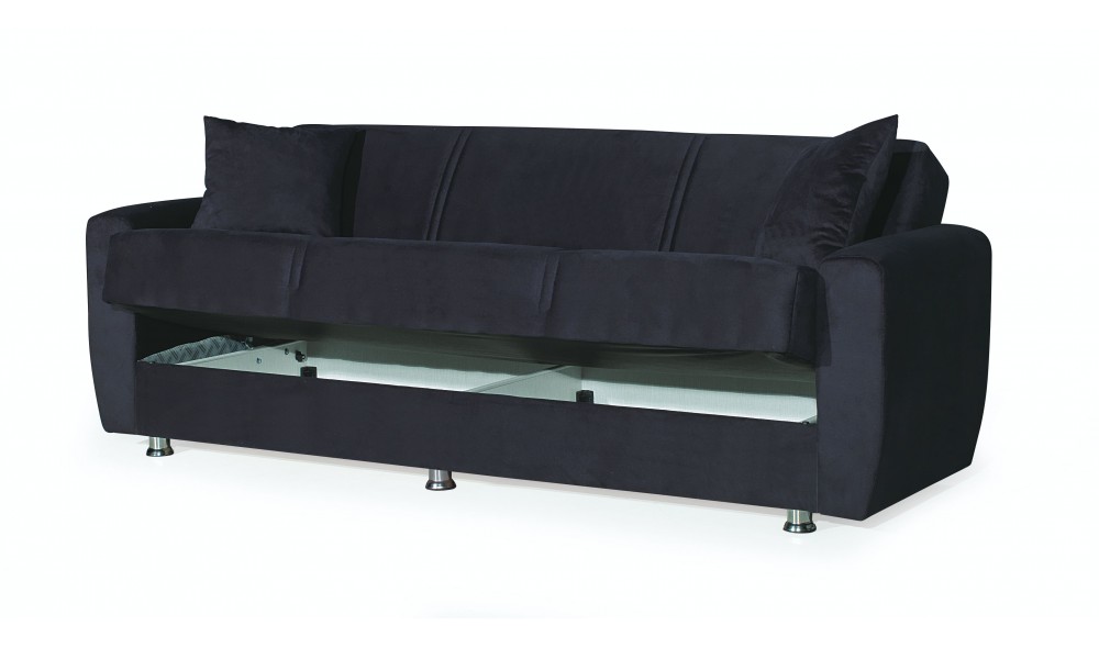 Canapea extensibila cu lada depozitare Dolce, 215 x 80 x 80 cm, Negru