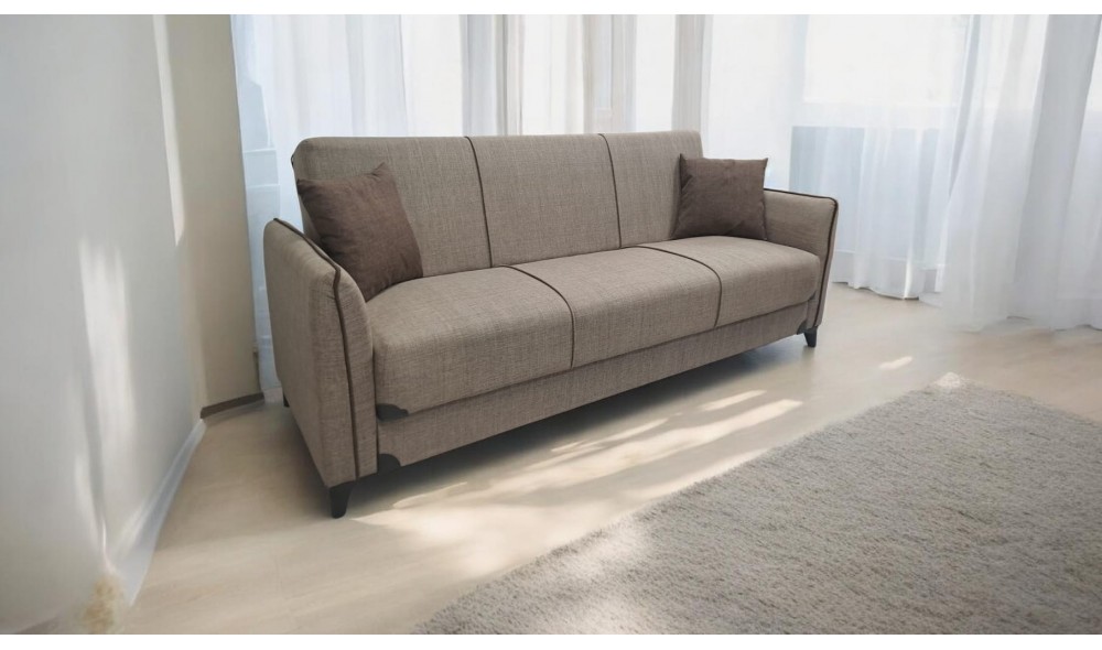 Canapea extensibila cu lada depozitare Fellis, 215 x 80 x 80 cm, Maro