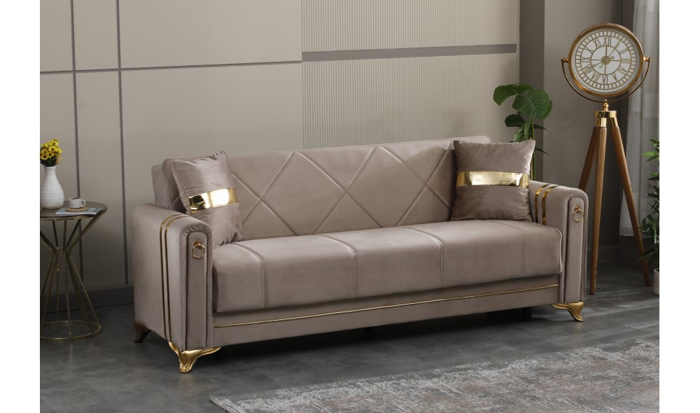 Canapea extensibila, Istanbul, cu lada de depozitare, 215 x 80 x 80 cm, Maro