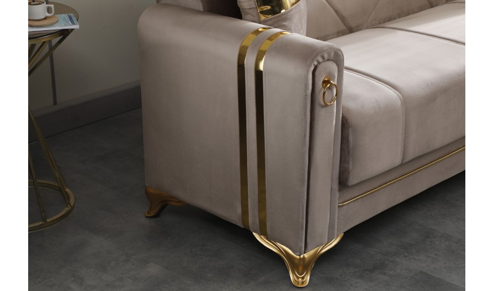 Canapea extensibila, Istanbul, cu lada de depozitare, 215 x 80 x 80 cm, Maro
