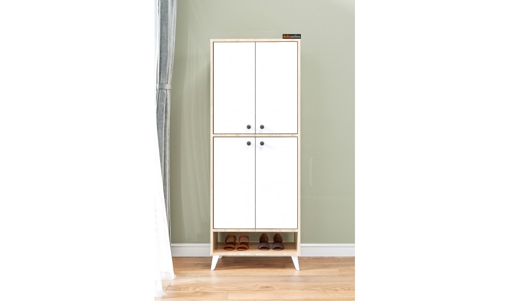 Pantofar Imaj, cu 9 rafturi, capacitate 27 perechi, 64 x 35 x 165 cm, Stejar Alb