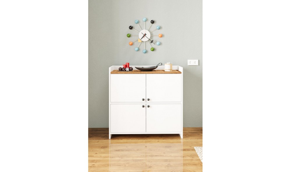 Pantofar Forum, cu 4 rafturi, capacitate 12 perechi, 94 x 35 x 90 cm, Alb