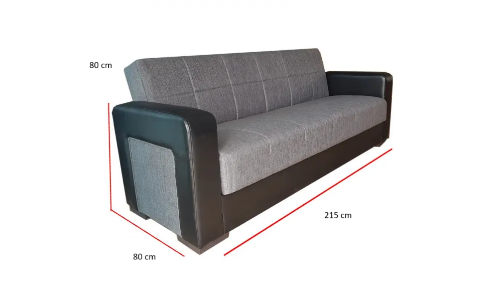 Canapea extensibila, Meda, cu lada de depozitare, 215 x 80 x 80 cm, Gri/Negru Canapea extensibila, Meda, cu lada de depozitare, 215 x 80 x 80 cm, Gri/Negru